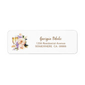 Étiquette d'adresse de retour Fleur de Pêche Verre (Devant)