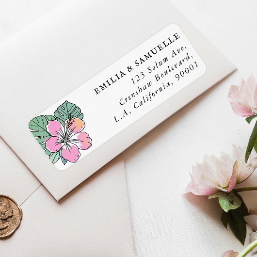 Étiquette d'adresse de retour Fleur d'été Aloha ca