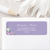 Étiquette d'adresse de retour Fleur Florale Violet (En situation)
