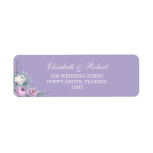 Étiquette d'adresse de retour Fleur Florale Violet