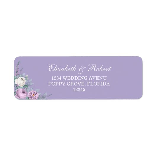 Étiquette d'adresse de retour Fleur Florale Violet (Devant)