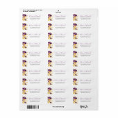 Étiquette d'adresse de retour fleur or violet (Feuille entière)