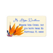 Étiquette d'adresse de retour Fleur Orange Oiseau (Devant)