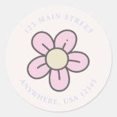 Étiquette d'adresse de retour Fleur Rétro (Devant)