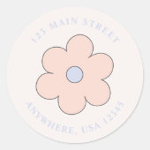 Étiquette d'adresse de retour Fleur Rétro (Devant)