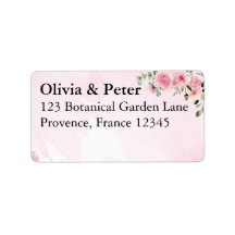 Étiquette d'adresse de retour Fleur Rose Blush