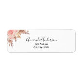 Étiquette d'adresse de retour fleur rose herbe de (Devant)