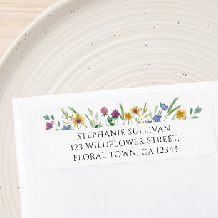 Étiquette d'adresse de retour Fleur sauvage