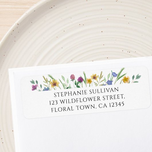 Étiquette d'adresse de retour Fleur sauvage