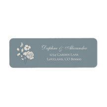 Étiquette d'adresse de retour Fleurie Bleue Poussi