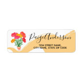 Étiquette d'adresse de retour Fleurs à l'aquarelle (Devant)