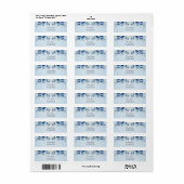 Étiquette d'adresse de retour Fleurs Bleues Aquare (Feuille entière)