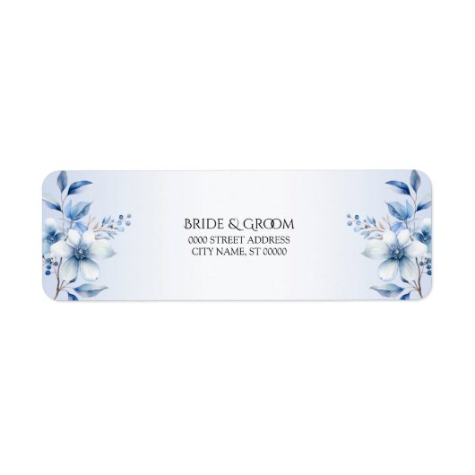 Étiquette d'adresse de retour Fleurs bleues botani (Devant)