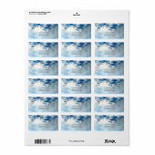 Étiquette d'adresse de retour Fleurs bleues et per (Feuille entière)