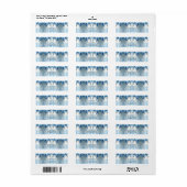 Étiquette d'adresse de retour Fleurs bleues et per (Feuille entière)
