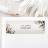 Étiquette d'adresse de retour Fleurs Bleues Ivoire (En situation)