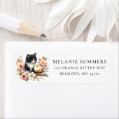 Étiquette d'adresse de retour Fleurs de chaton pou (En situation)