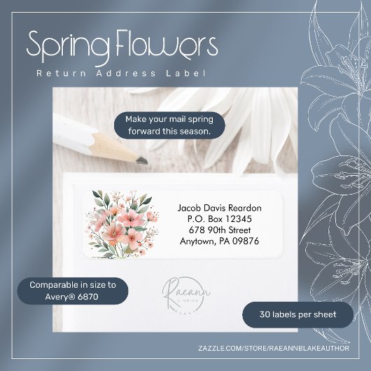 Étiquette d'adresse de retour Fleurs de printemps