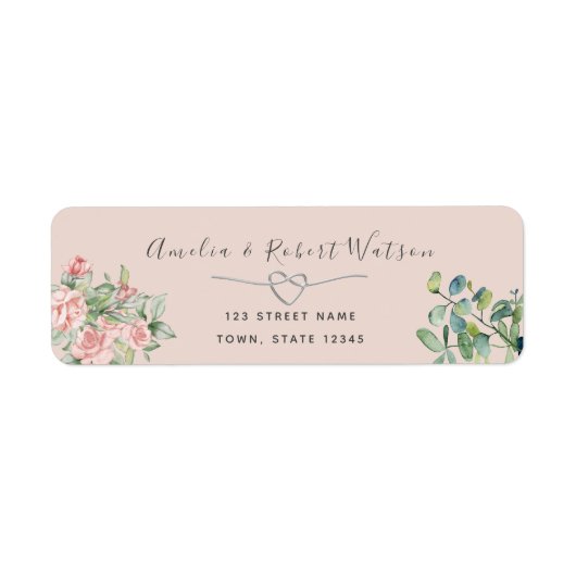 Étiquette d'adresse de retour Fleurs rose saumon (Devant)