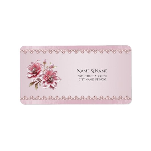 Étiquette d'adresse de retour Fleurs roses moderne (Devant)