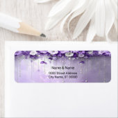 Étiquette d'adresse de retour Fleurs Violettes (En situation)