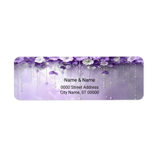 Étiquette d'adresse de retour Fleurs Violettes (Devant)