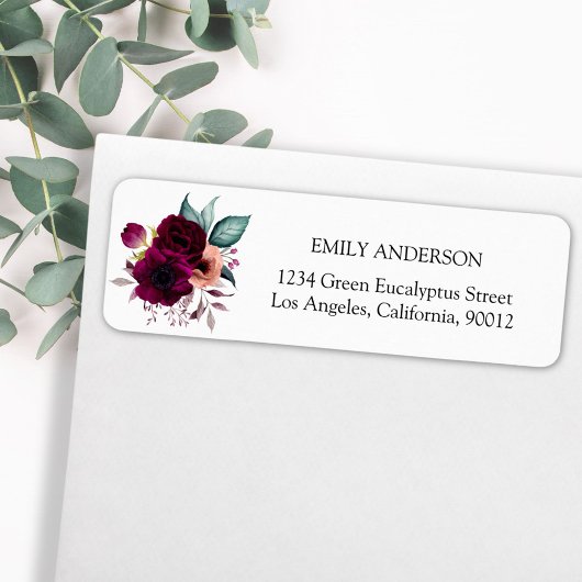 Étiquette d'adresse de retour Fleurs Violettes Boh