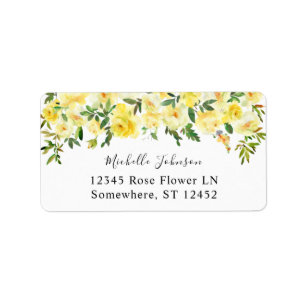 Étiquette d'adresse de retour Floral 2 jaune