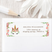 étiquette d'adresse de retour floral clair à licor (En situation)