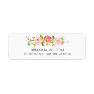 Étiquette d'adresse de retour floral de jardin de 
