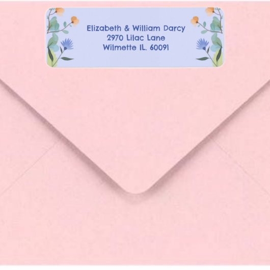 Étiquette d'adresse de retour Floral jaune et péri