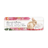 Étiquette d'adresse de retour Floral Lapin d'Hiver (Devant)