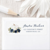 Étiquette d'adresse de retour Floral Navy Blue Pum (En situation)