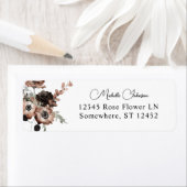 Étiquette d'adresse de retour Floral noir et natur (En situation)