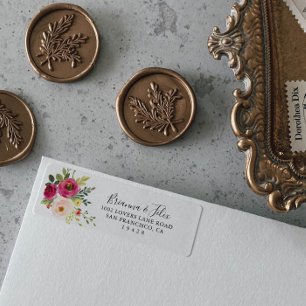 Étiquette d'adresse de retour Floral Rose Pink