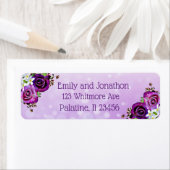 Étiquette d'adresse de retour Floral Rose violet (En situation)