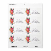 Étiquette d'adresse de retour florale (Feuille entière)