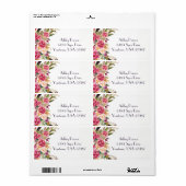 Étiquette d'adresse de retour florale (Feuille entière)