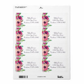 Étiquette d'adresse de retour florale (Feuille entière)