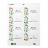 Étiquette d'adresse de retour florale (Feuille entière)