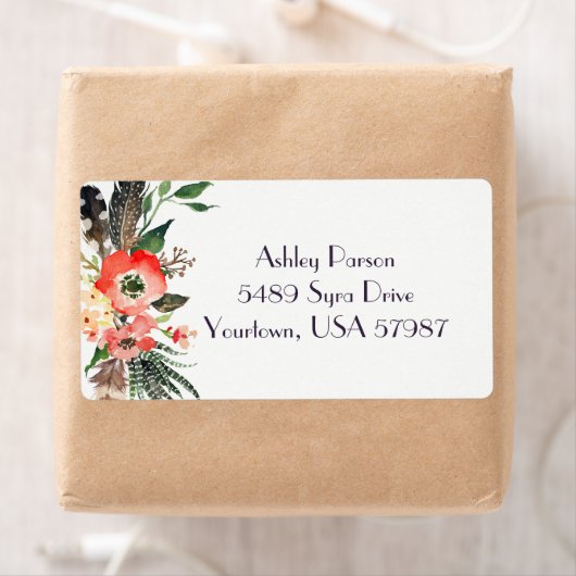 Étiquette d'adresse de retour florale (En situation)
