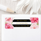 Étiquette d'adresse de retour florale à bande noir (En situation)