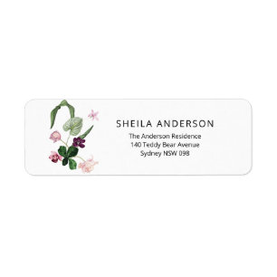 Étiquette d'adresse de retour florale aquarelle