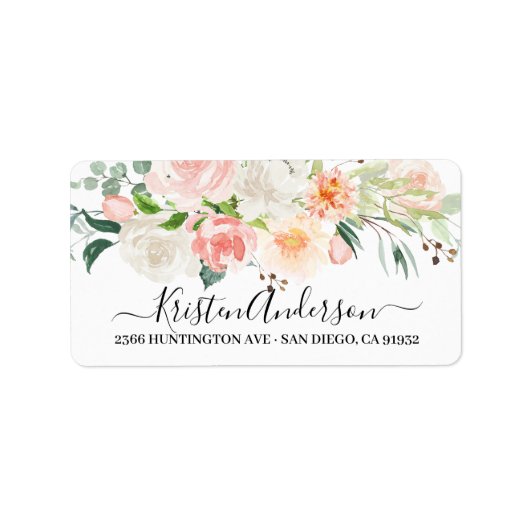 Étiquette d'adresse de retour Florale Aquarelle Ro (Devant)