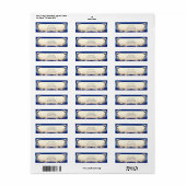 Étiquette d'adresse de retour florale blanche bleu (Feuille entière)