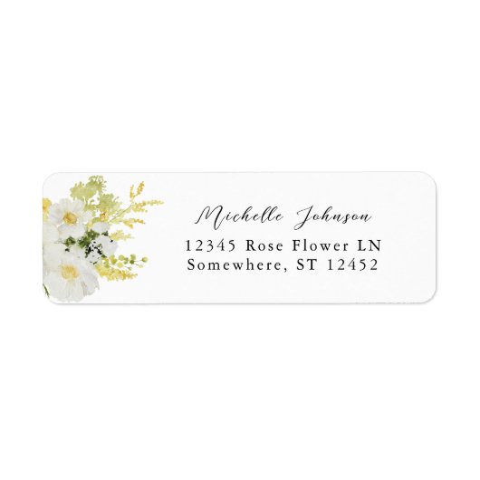Étiquette d'adresse de retour florale blanche et j (Devant)