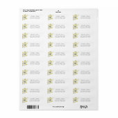 Étiquette d'adresse de retour florale blanche et j (Feuille entière)