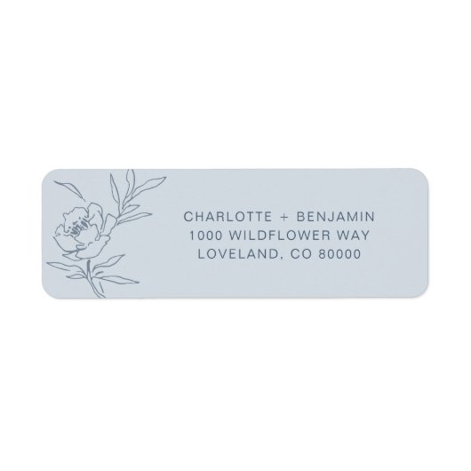 Étiquette d'adresse de retour florale bleue (Devant)