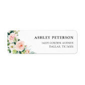 Étiquette d'adresse de retour florale Blush élégan (Devant)