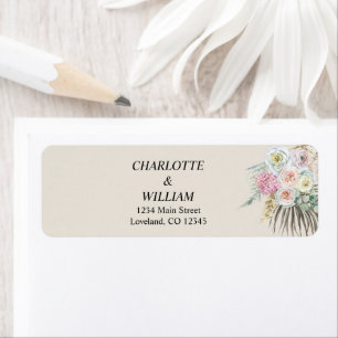 Étiquette d'adresse de retour florale bohème